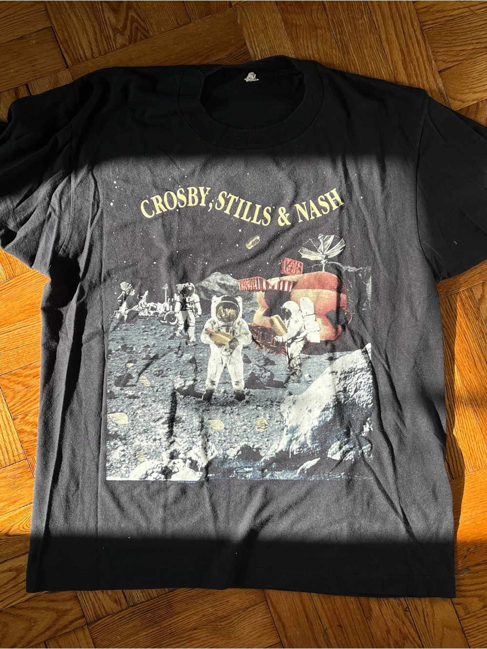 Vintage Crosby Stills & Nash Black T-Shirt XL "Live It Up" Tour 90' USA